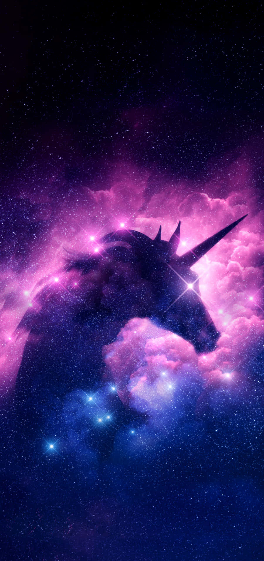 iPhone Unicorn, unicorn silhouette, cosmic clouds, HD Phone Wallpaper
