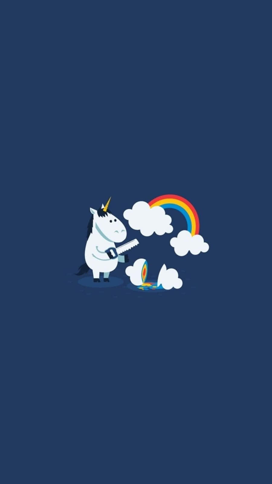 iPhone Unicorn, white cartoon unicorn, golden horn, HD Phone Wallpaper