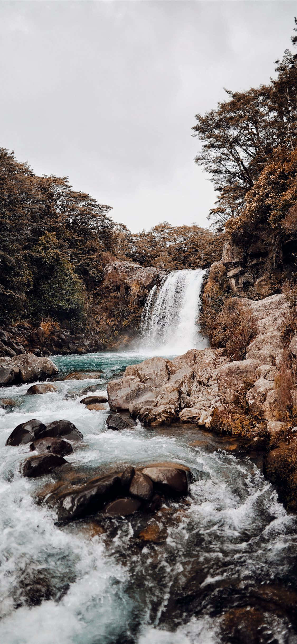 iPhone Waterfall, turquoise pool, mossy rocks, Full HD Phone Wallpaper