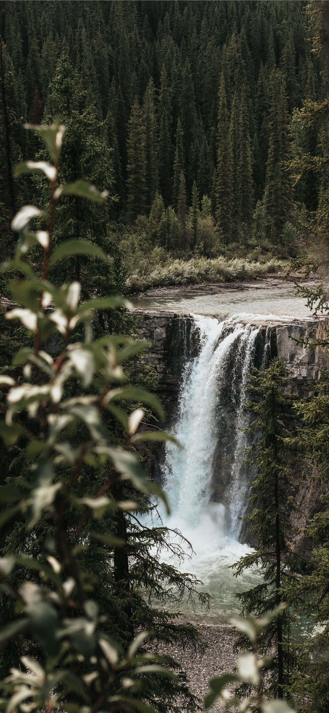 iPhone, waterfall, mossy rocks, Full HD Phone Wallpaper