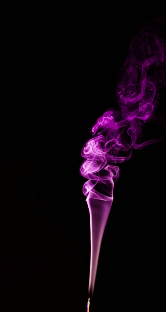 Smoke, vibrant purple incense smoke, pure black background, SD Phone Wallpaper