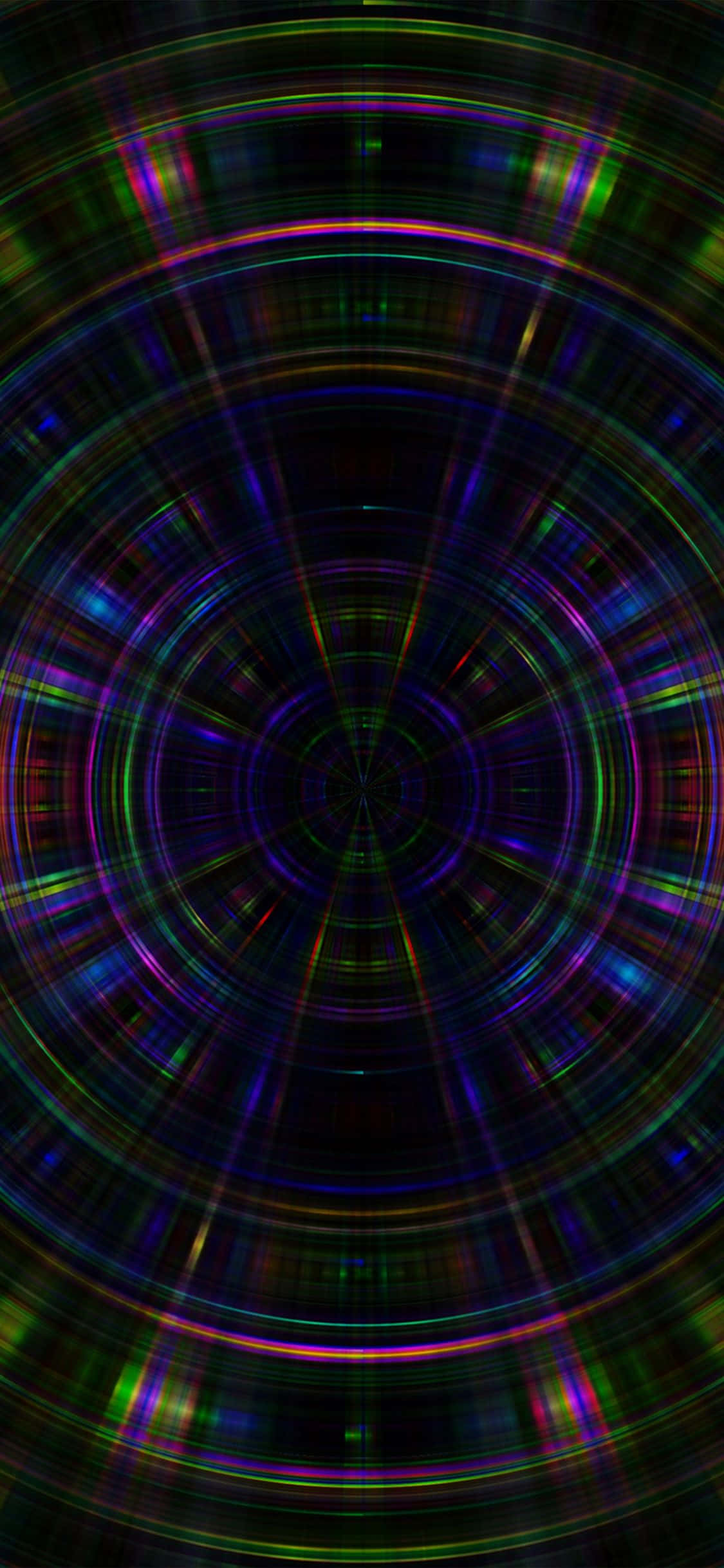 iPhone X, neon rings, dark center, Full HD Phone Wallpaper