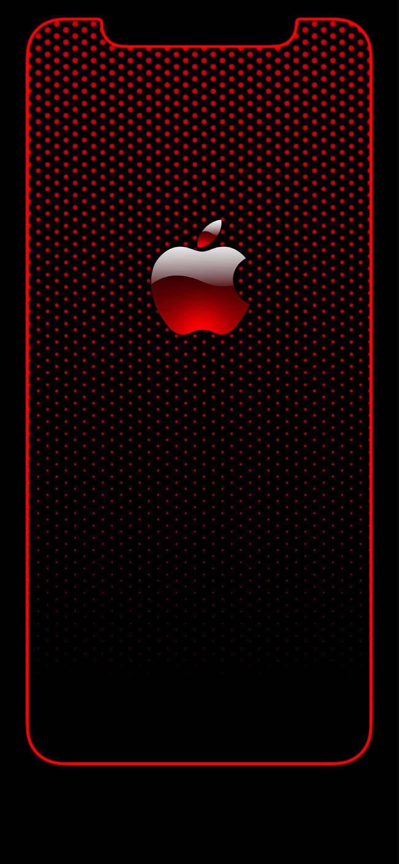 iPhone X, Apple logo, glowing red, 2K Phone Wallpaper