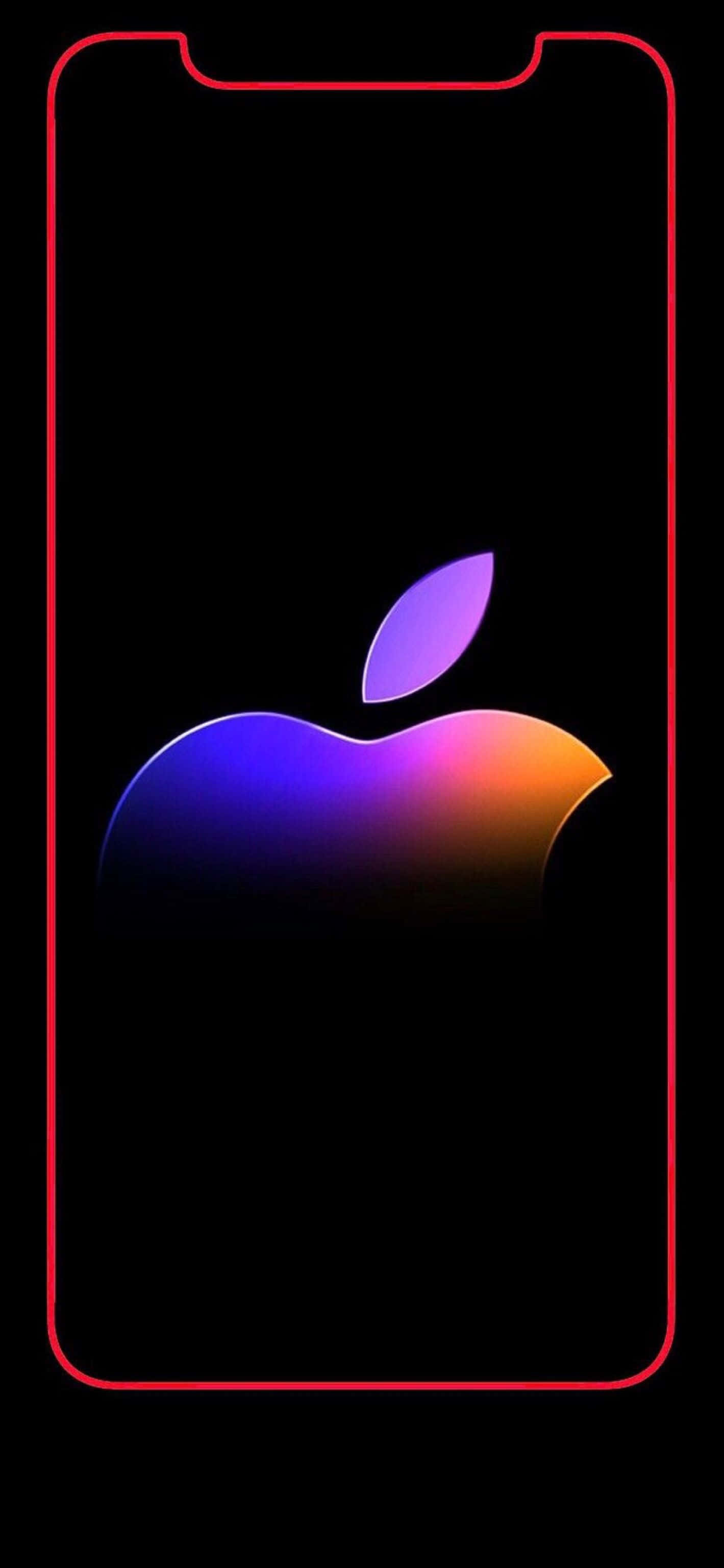 iPhone X, Apple logo, purple and orange gradient, 2K Phone Wallpaper