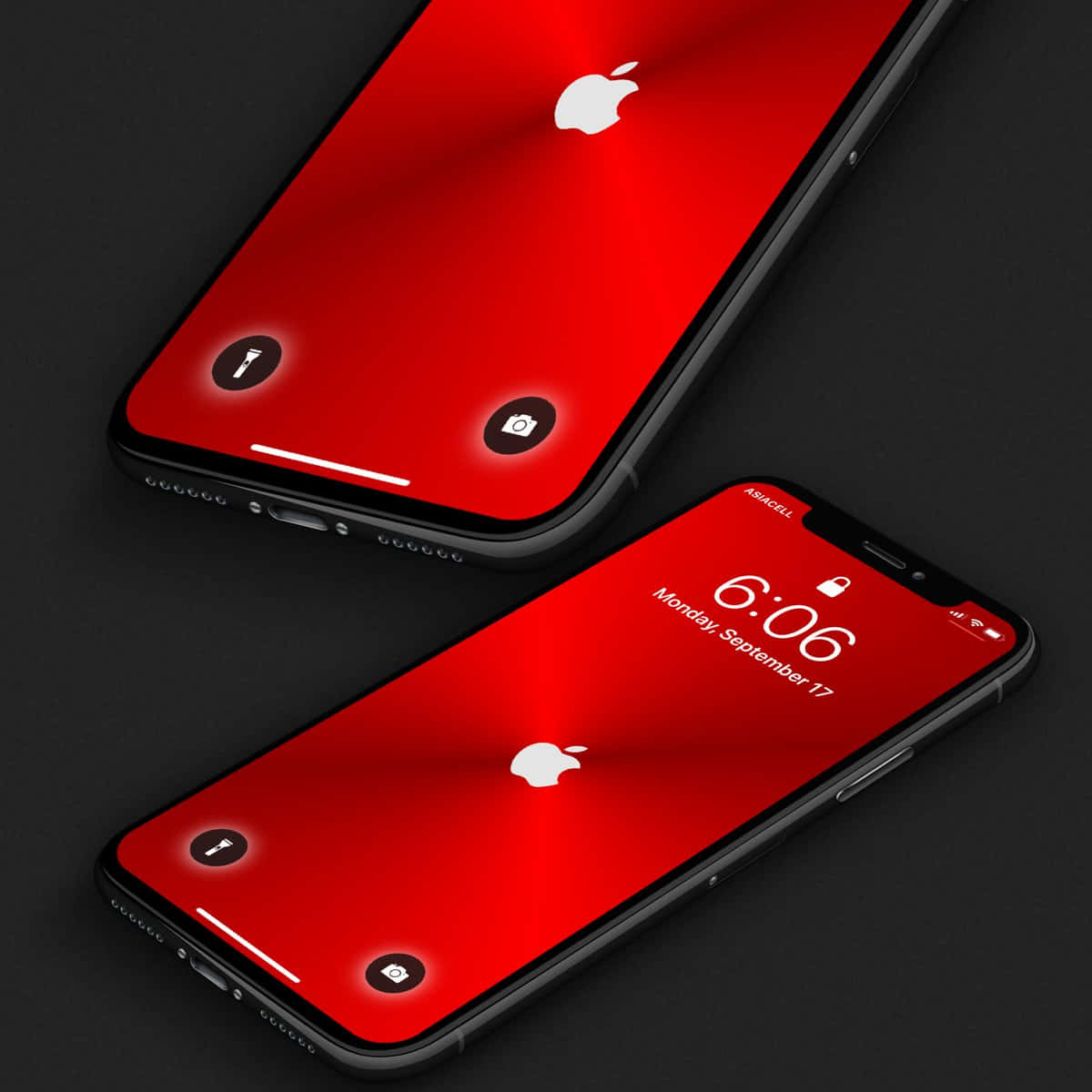 iPhone X, Apple Logo, vibrant red screens, SD Desktop Wallpaper