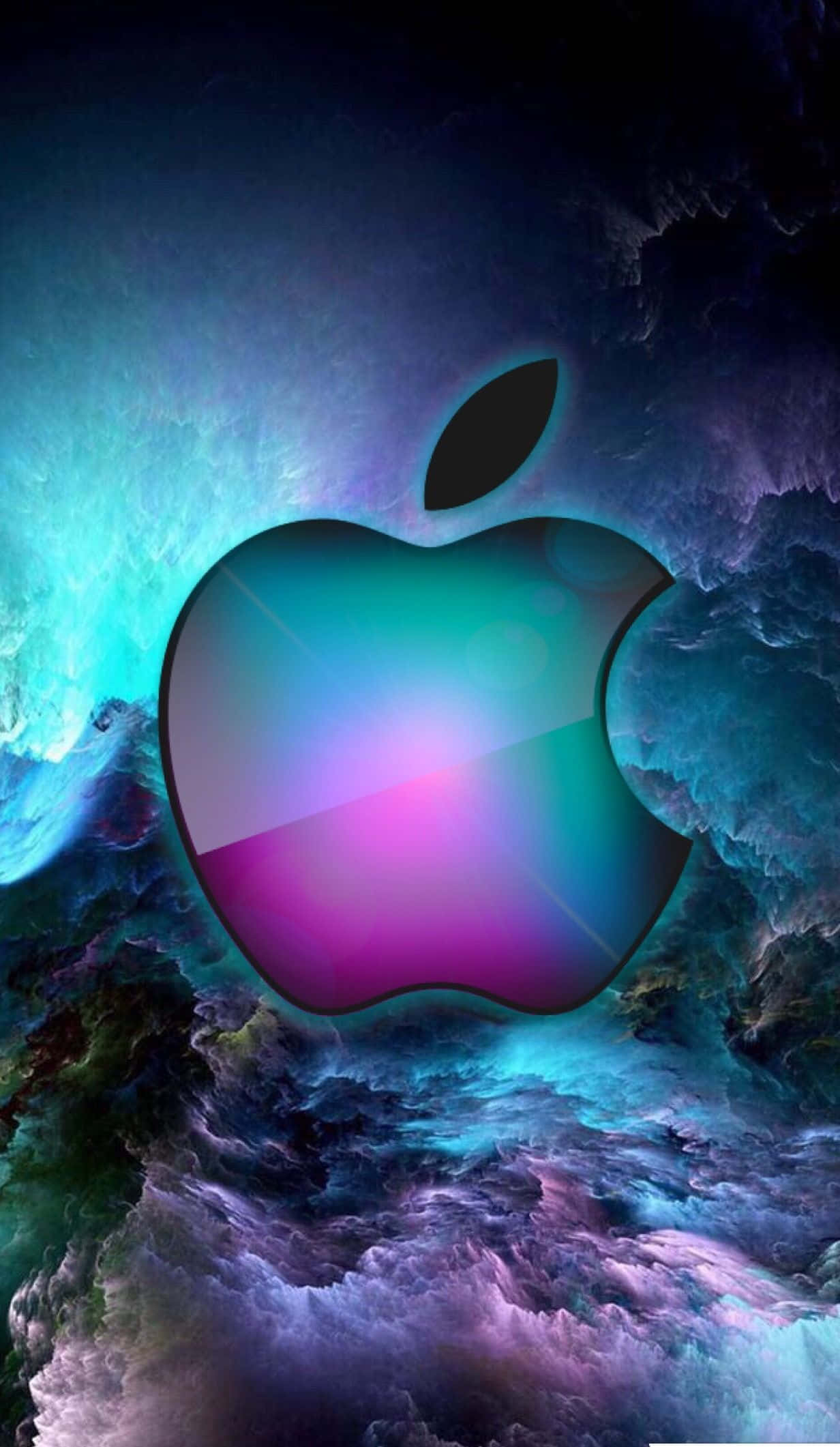iPhone X, Apple Logo, teal purple, Full HD Phone Wallpaper