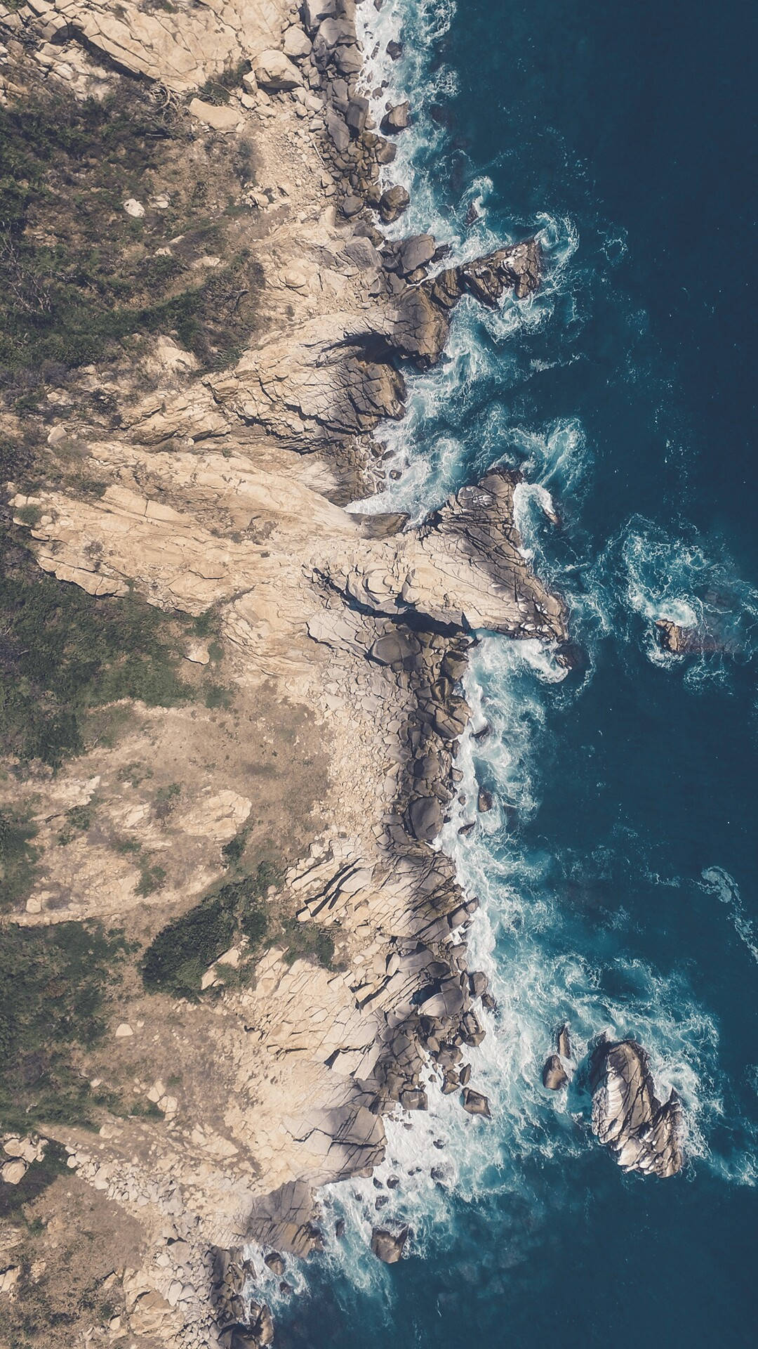 iPhone X Beach, aerial view, rugged cliffs, Full HD Phone Wallpaper