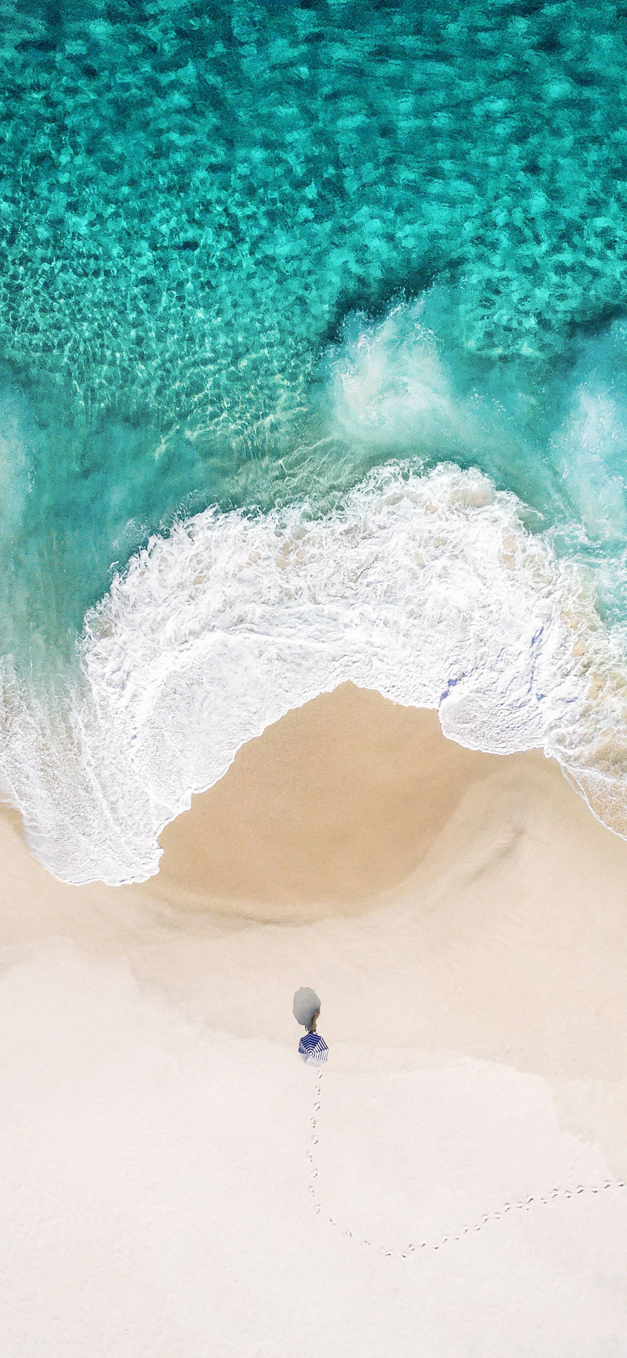 iPhone X Beach, aerial view, pristine white sand, 2K Phone Wallpaper