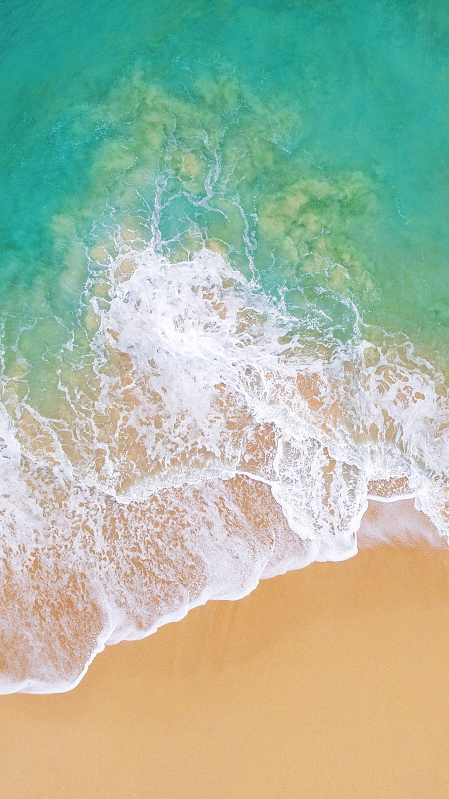 iPhone X Beach, turquoise waves, golden sand, 2K Phone Wallpaper