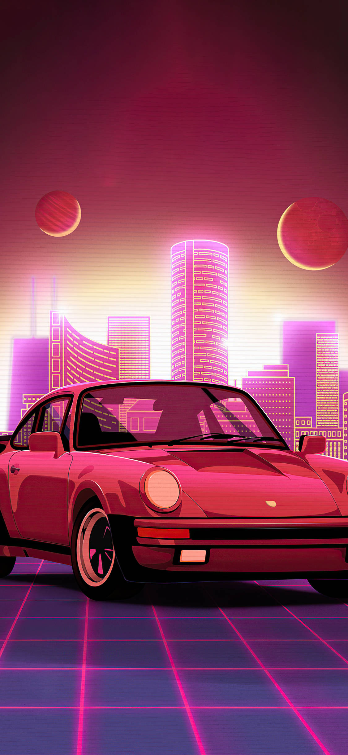 iPhone X Car, pink, glowing, Full HD Phone Wallpaper