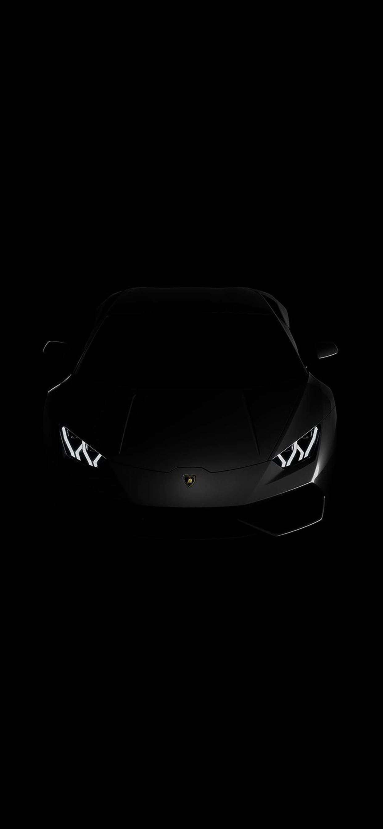 iPhone X Car, black Lamborghini, sharp white headlights, 2K Phone Wallpaper