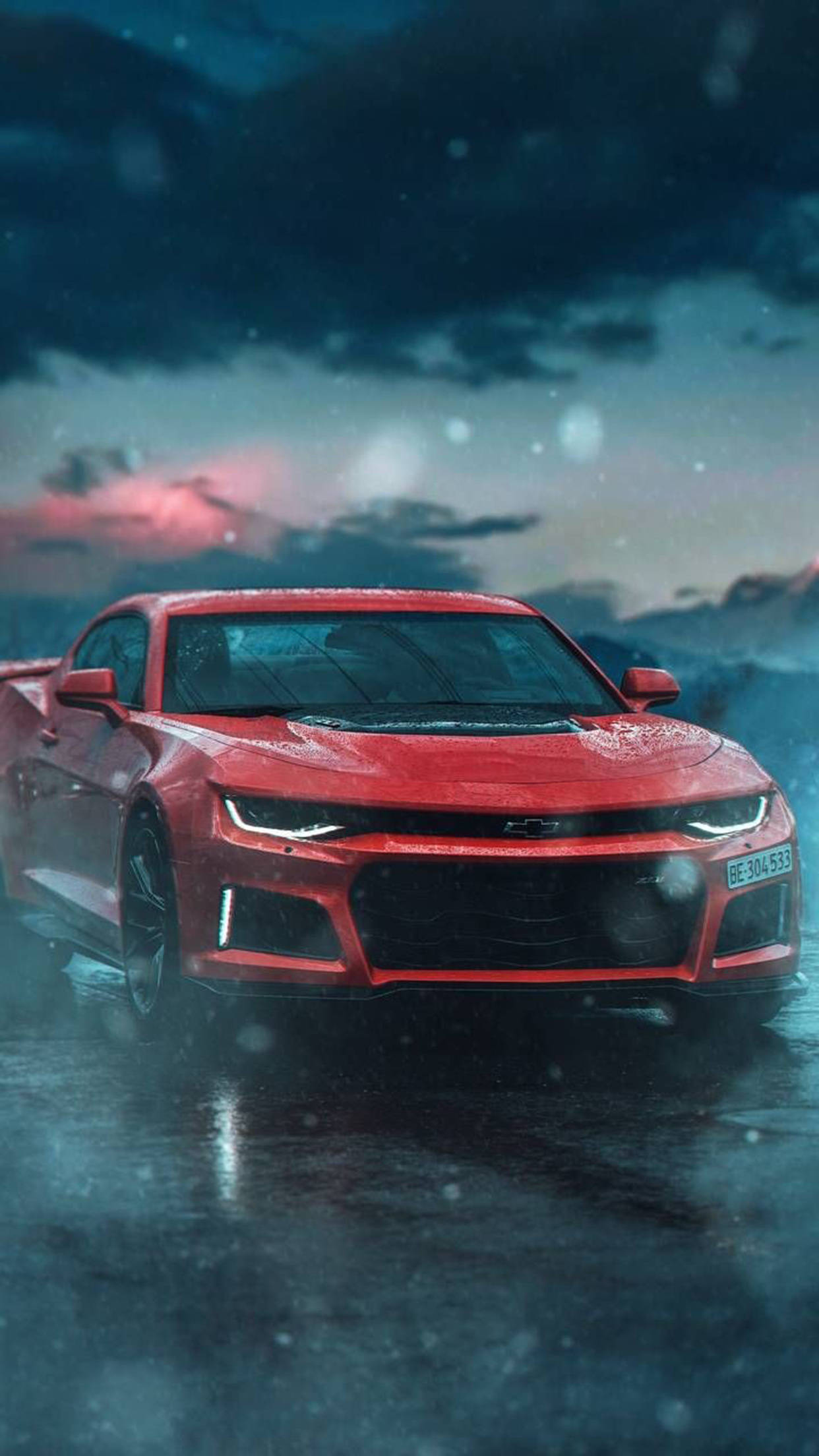 iPhone X Car, 2017 Chevrolet Camaro, vibrant red, Full HD Phone Wallpaper