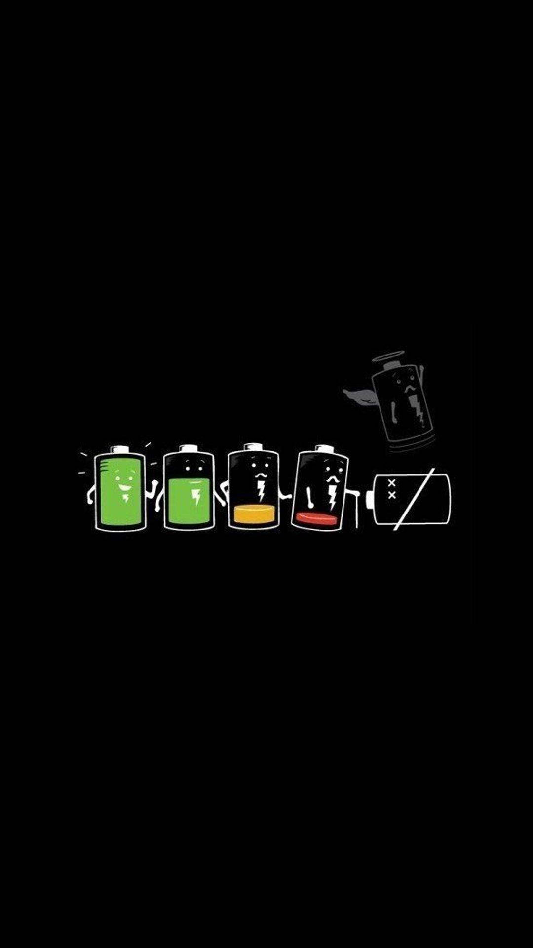 iPhone X Cartoon, cartoon batteries, full green, Full HD Phone Wallpaper