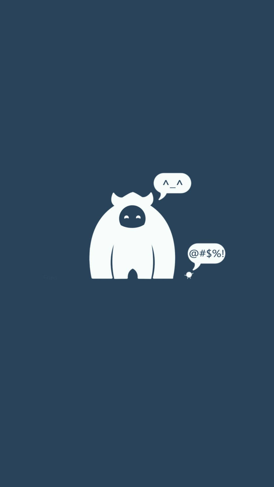 white cartoon bear, horns, speech bubbles, Full HD Phone Wallpaper