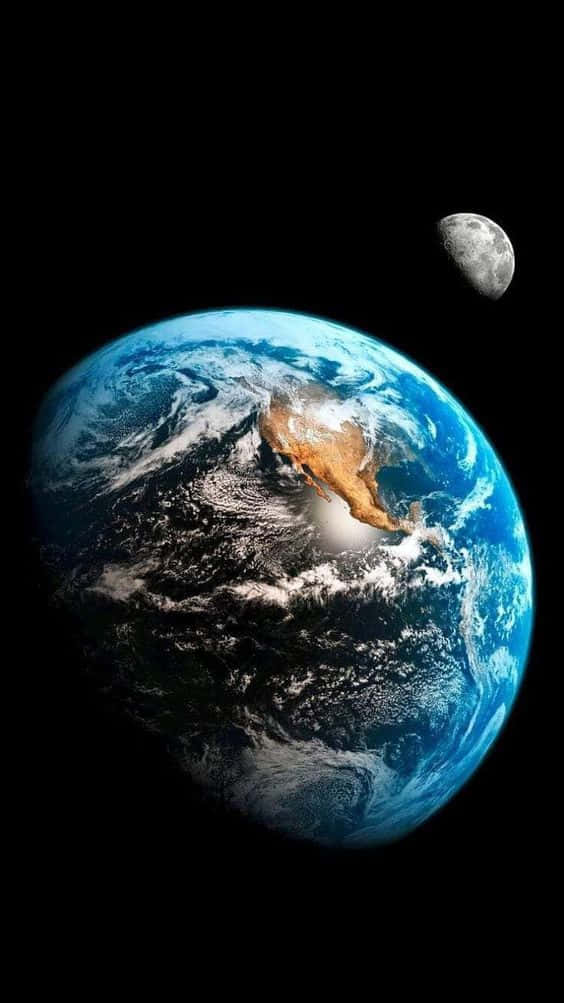 iPhone X, Earth, Moon, SD Phone Wallpaper