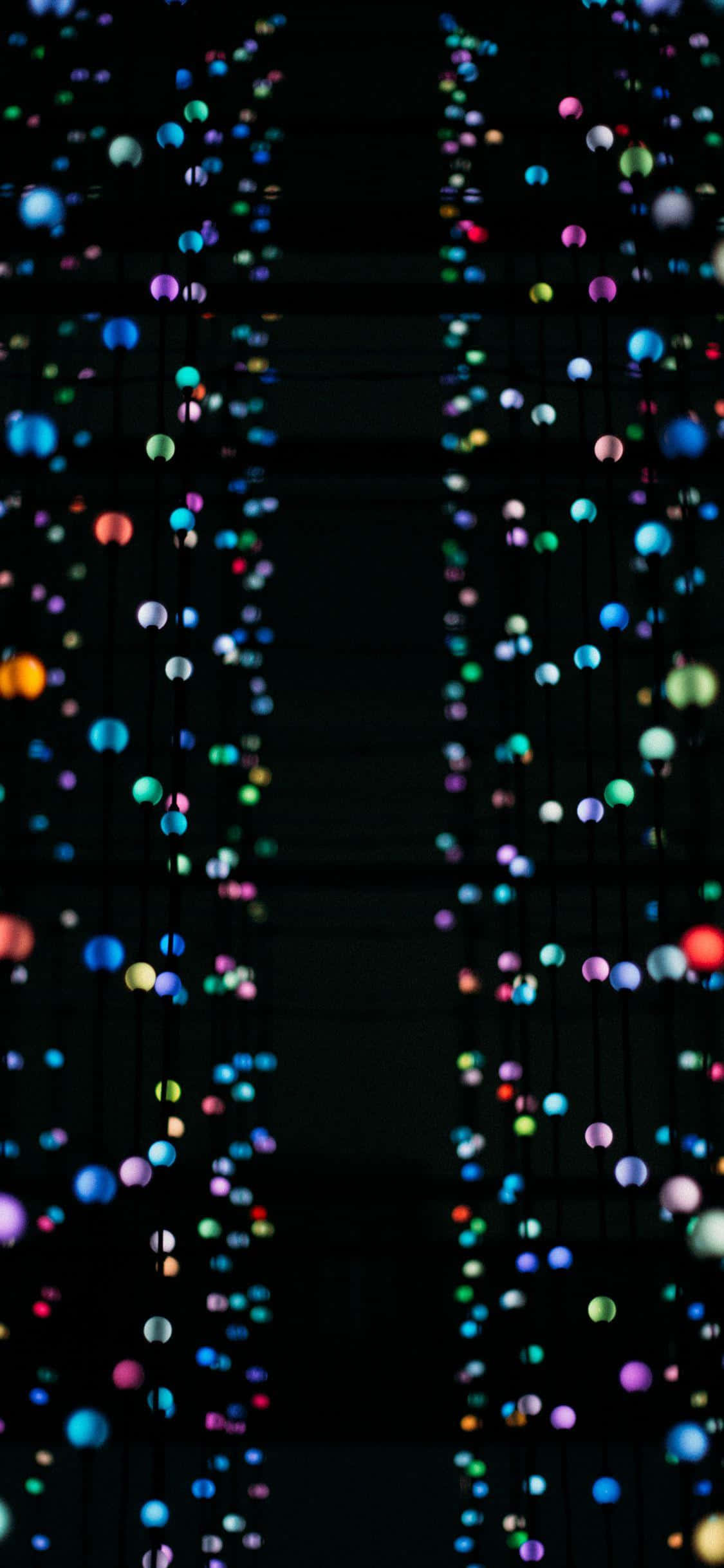 iPhone X Oled, black background, colorful glowing orbs, Full HD Phone Wallpaper