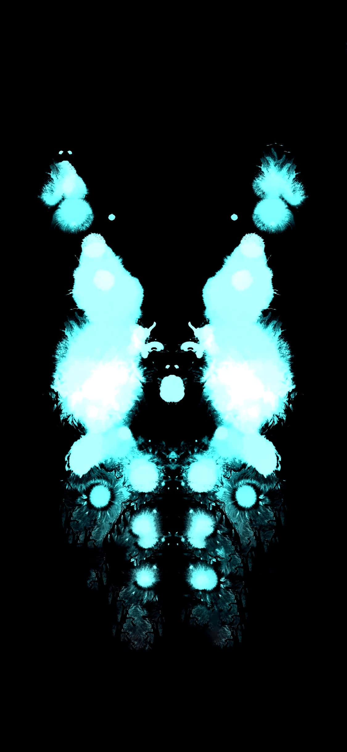 iPhone X OLED, Neon Blue, cyan inkblot pattern, Full HD Phone Wallpaper
