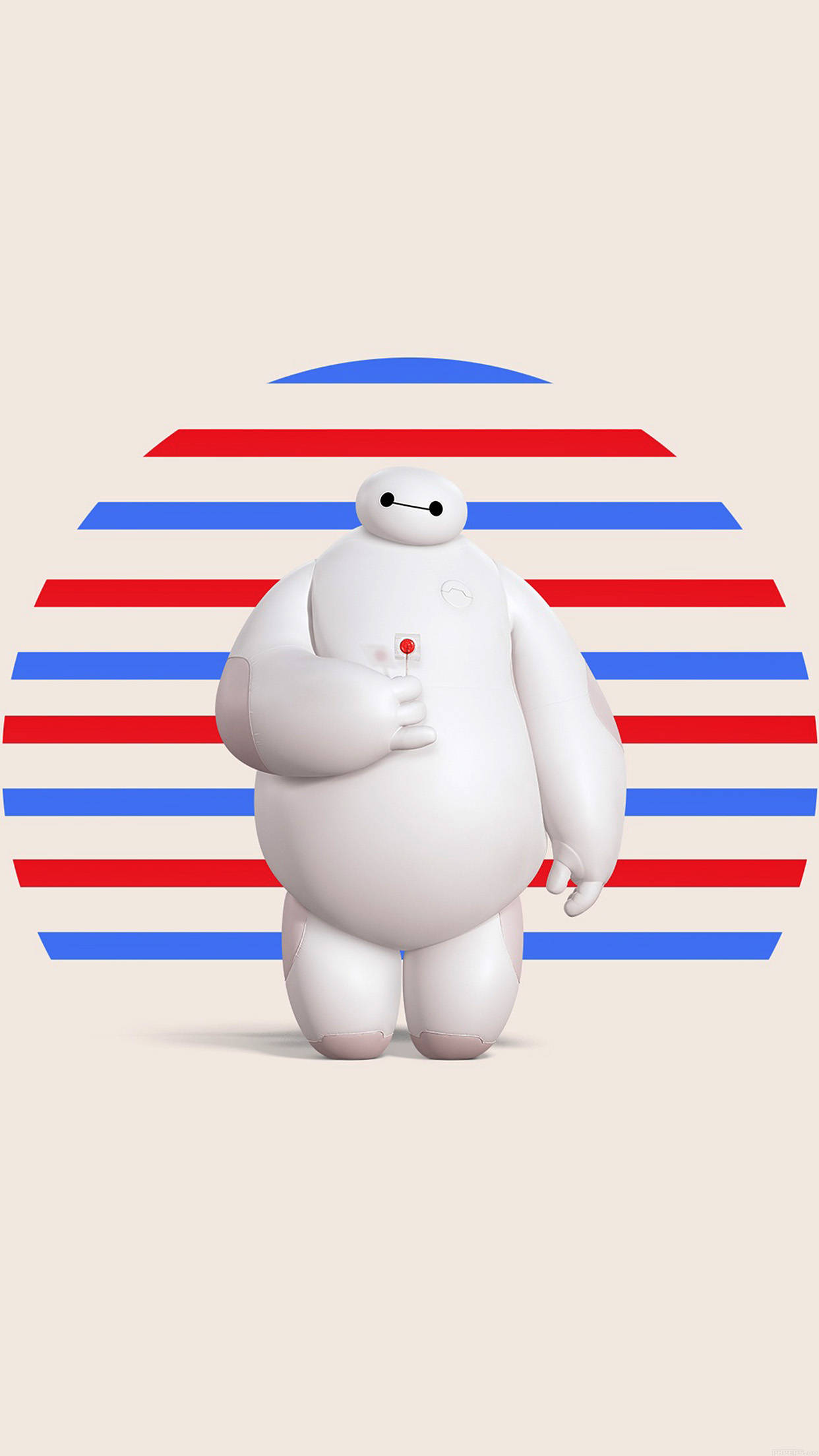 iPhone X Original, white inflatable robot, red and blue horizontal stripes, Full HD Phone Wallpaper