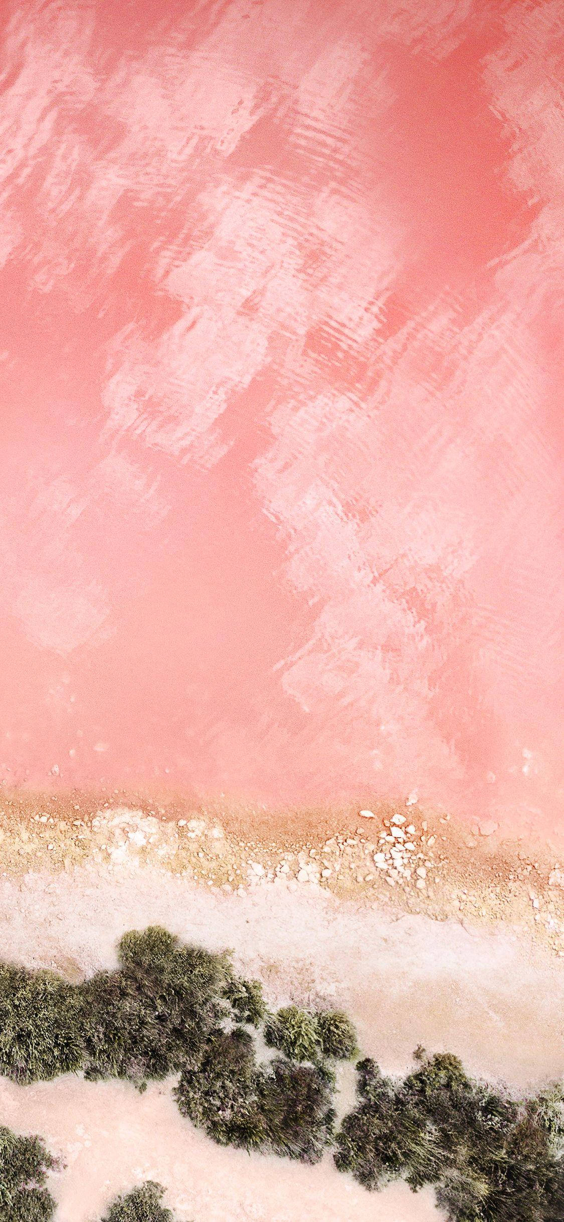 iPhone X Original, pink water, surreal pink lake, Full HD Phone Wallpaper