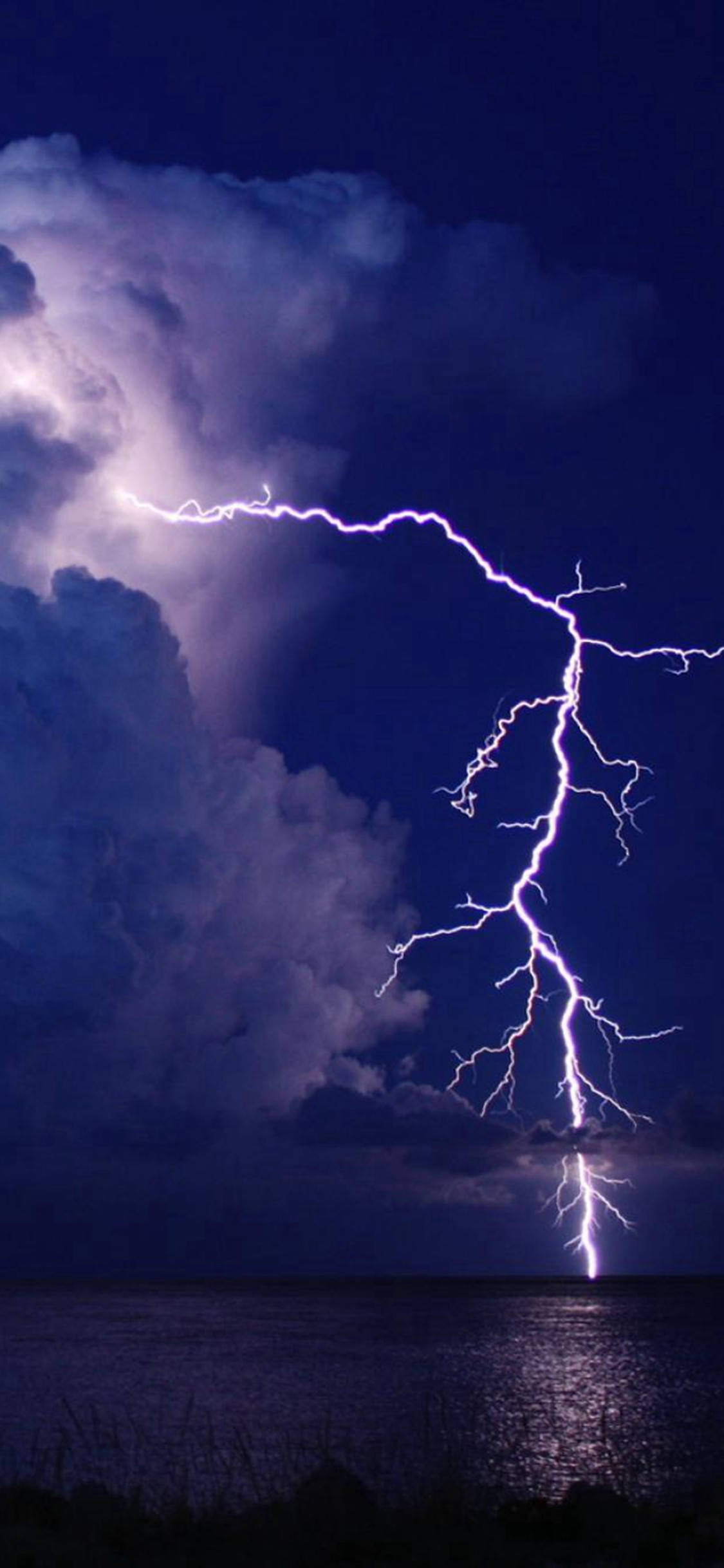 iPhone X Original, lightning bolt, stormy night sky, Full HD Phone Wallpaper