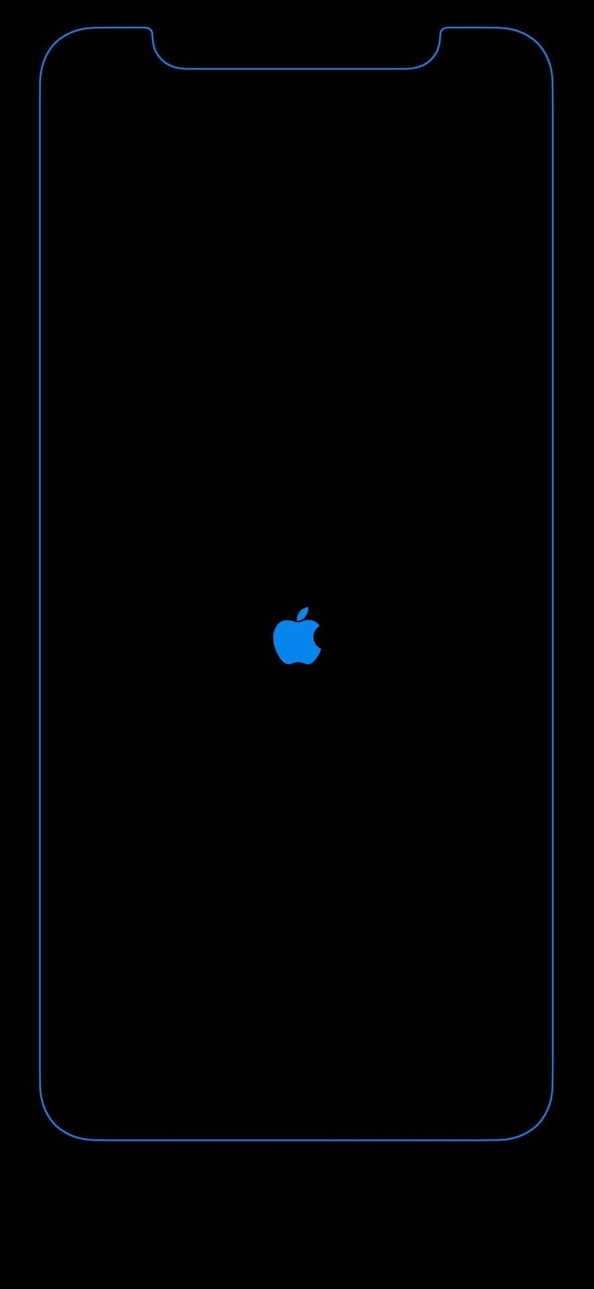 iPhone XR, blue Apple logo, black background, 2K Phone Wallpaper