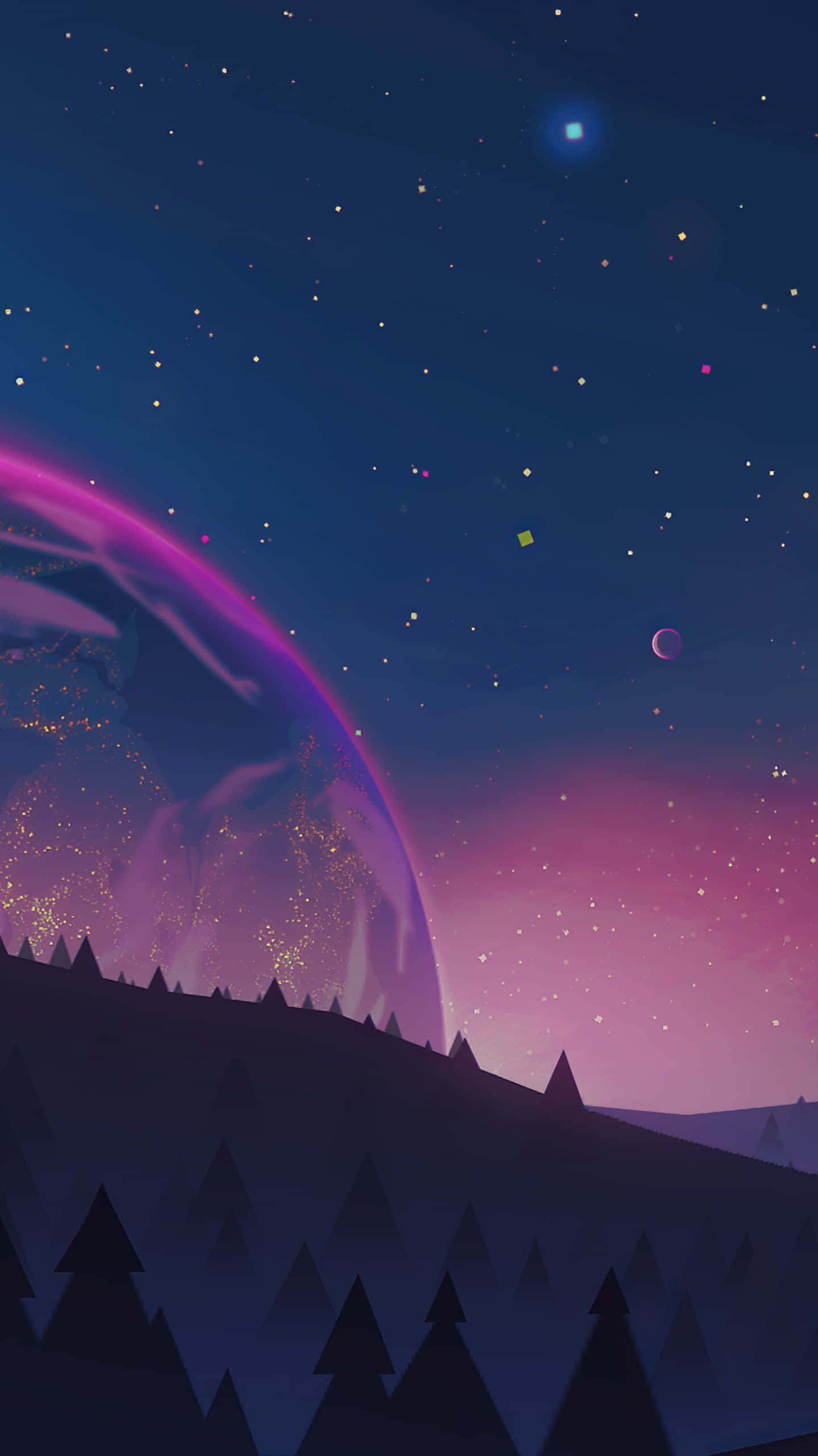 iPhone XR, space, glowing city lights, 2K Phone Wallpaper