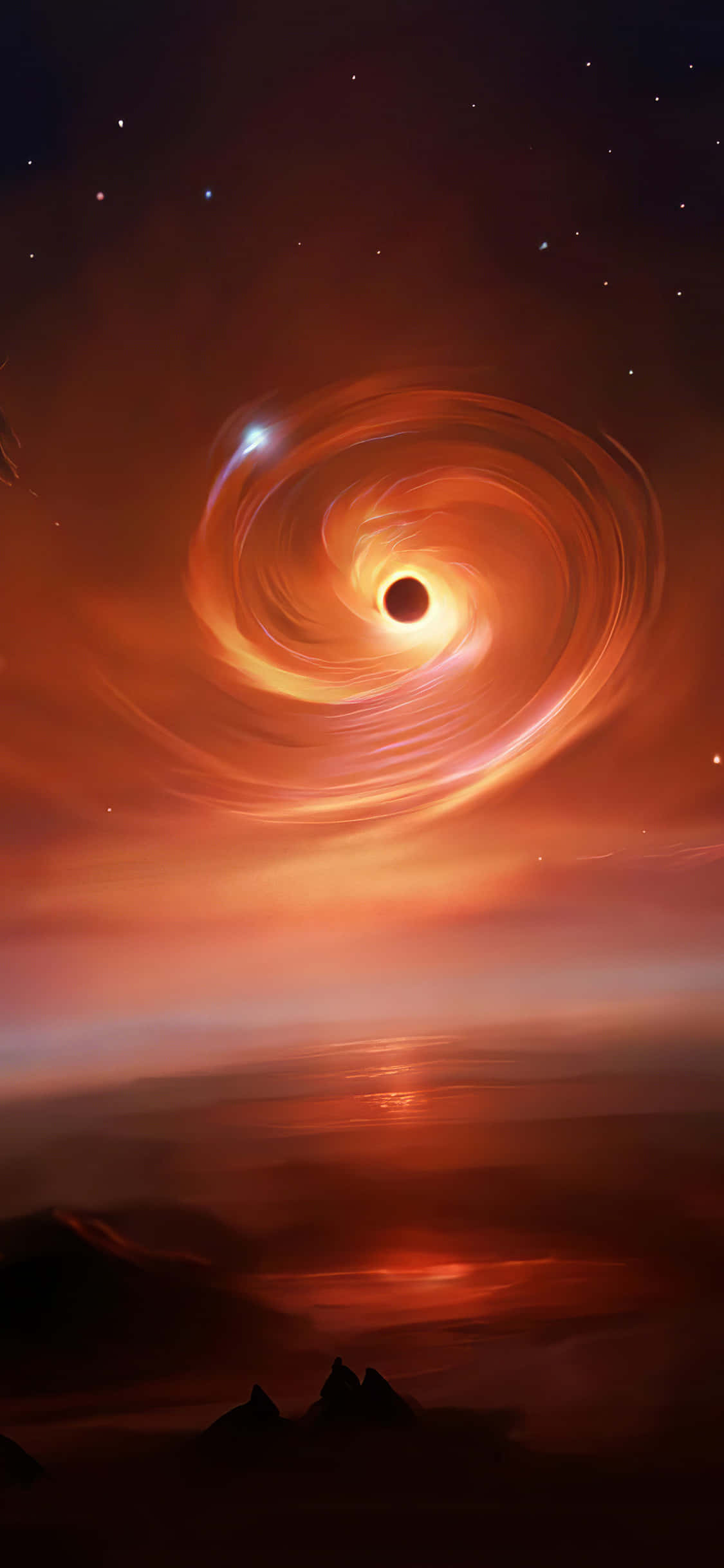 iPhone XR, Space, fiery orange accretion disk, Full HD Phone Wallpaper