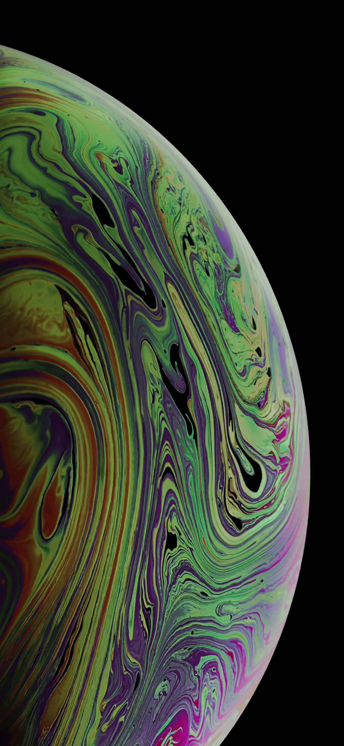 iPhone Xr, iridescent soap bubble, green purple and gold hues, Full HD Phone Wallpaper