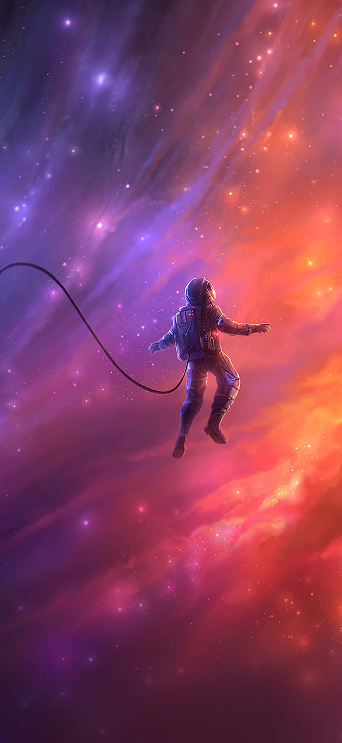 iPhone XR, astronaut, cosmic nebula, Full HD Phone Wallpaper