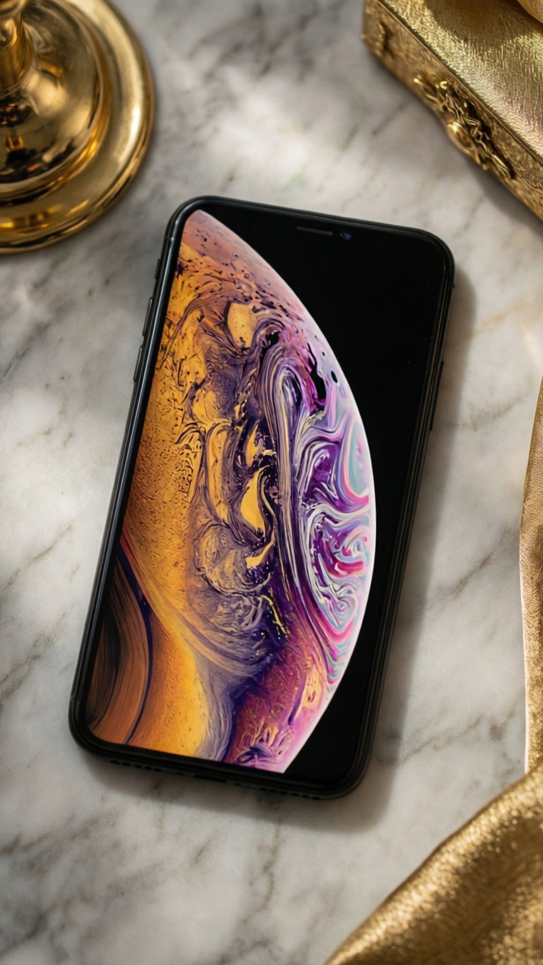 iPhone XR, marble, gold details, Full HD Phone Wallpaper