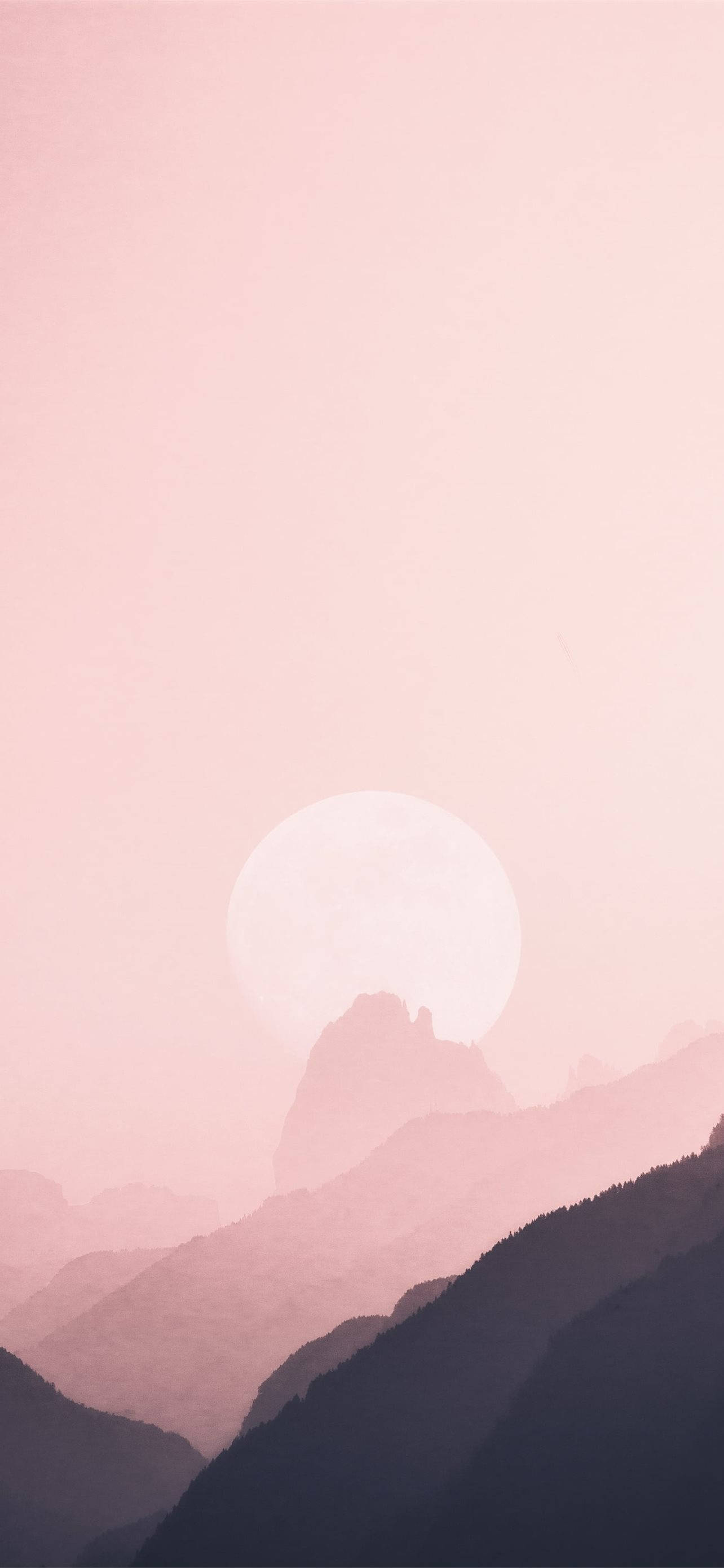 iPhone Xr, Pink Sunset, mountain silhouette, 2K Phone Wallpaper