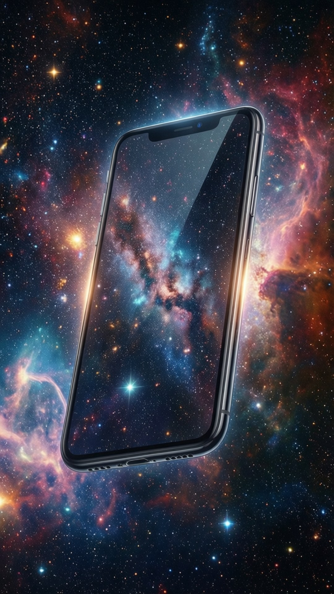 iPhone XR, black, cosmic nebula, Full HD Phone Wallpaper