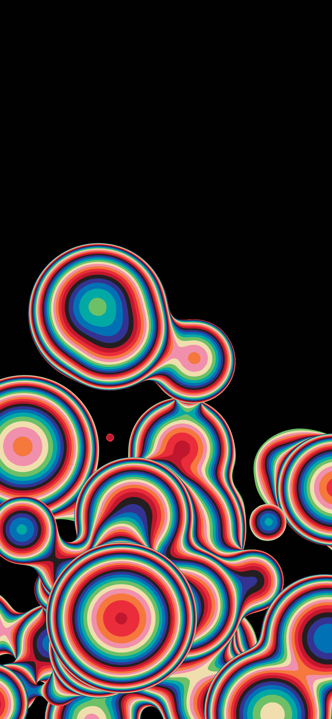 iPhone XR, psychedelic concentric circles, stark black background, Full HD Phone Wallpaper