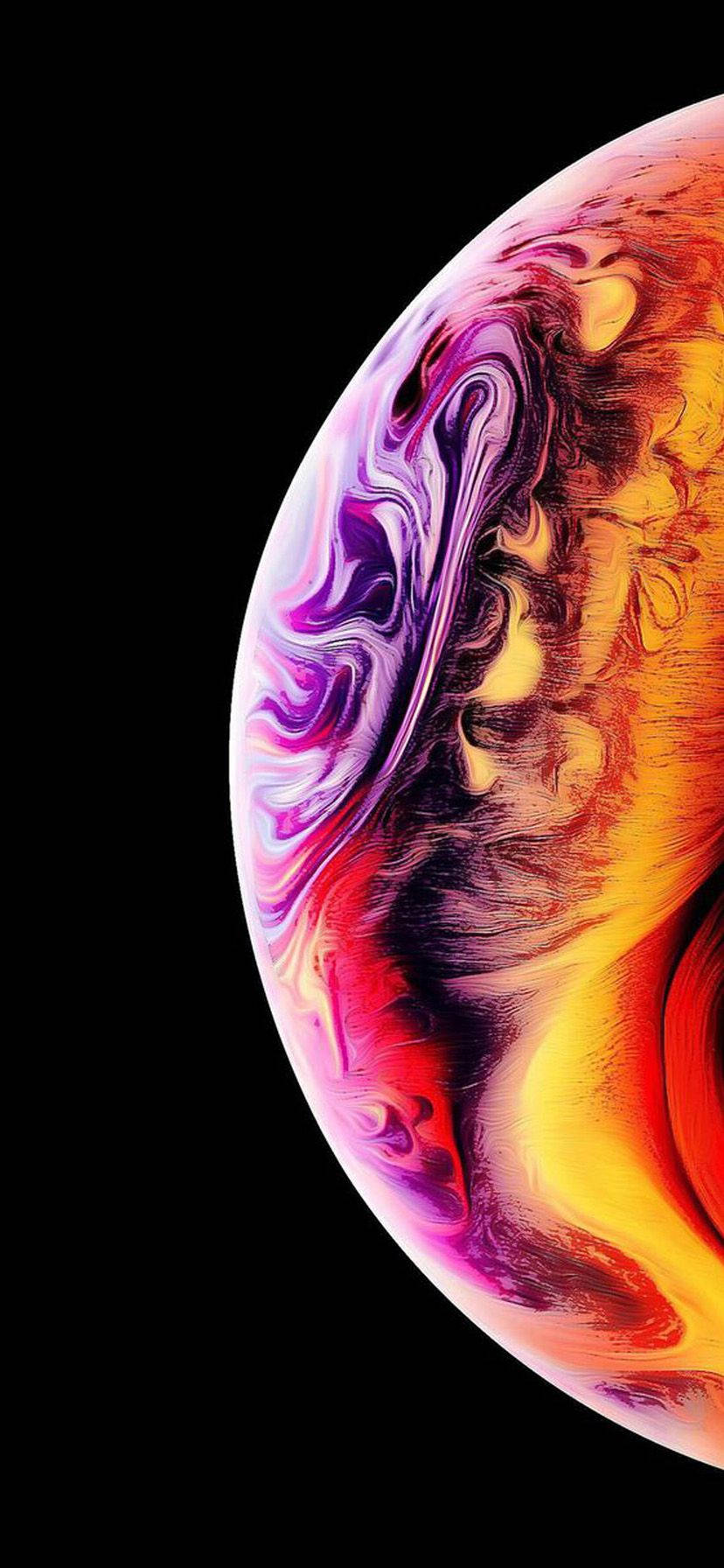 iPhone XR, purple bubble, fiery orange, HD Phone Wallpaper