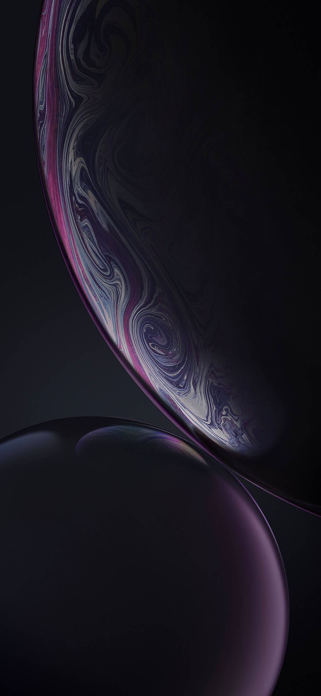 iPhone Xr, glossy spheres, swirling purple and silver patterns, Full HD Phone Wallpaper