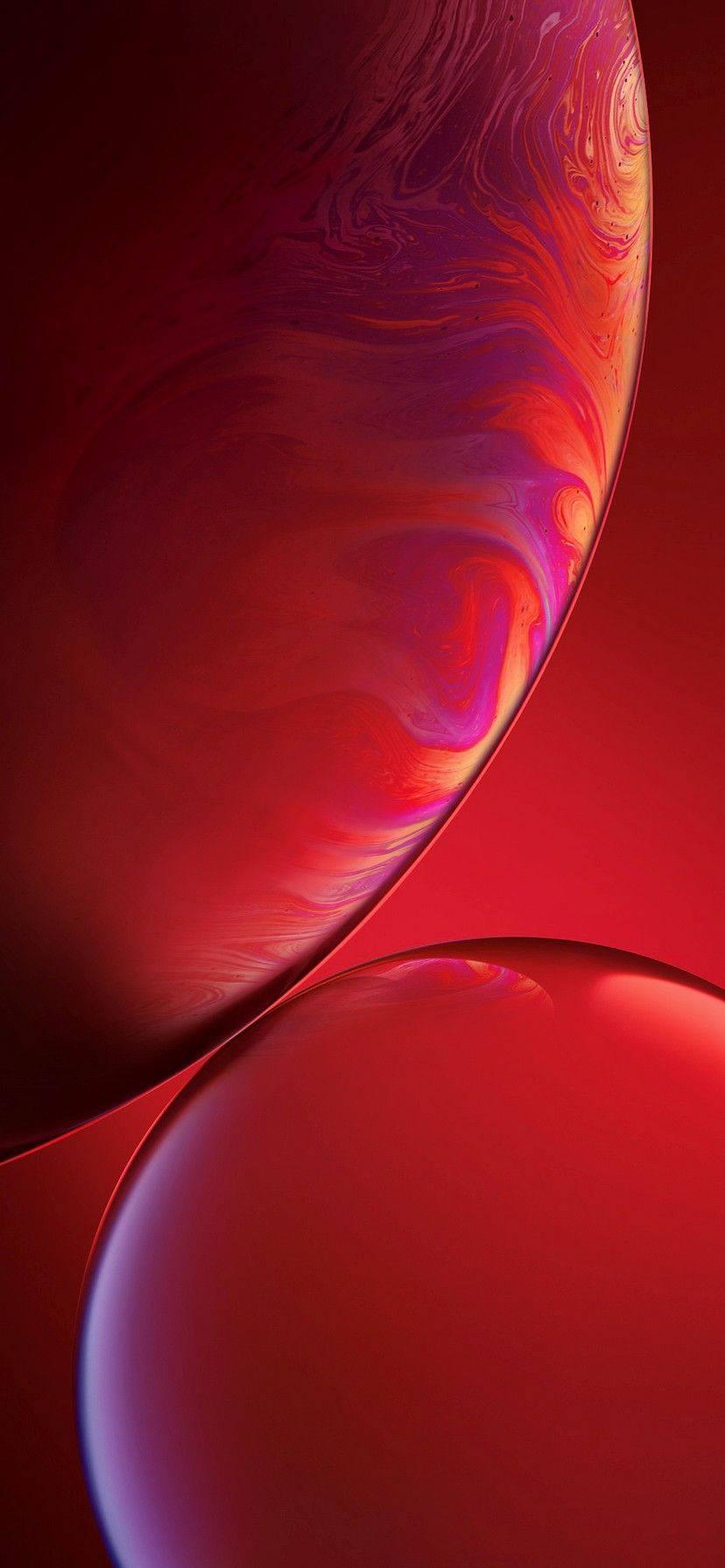 iPhone XR, red swirled bubbles, vibrant swirling red and purple abstract spheres, HD Phone Wallpaper