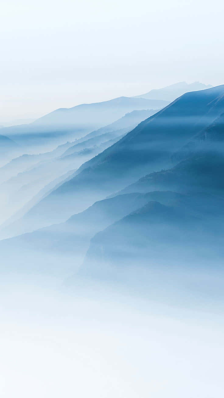 Blue iPhone Xr, serene misty mountains, soft blue layers, HD Phone Wallpaper