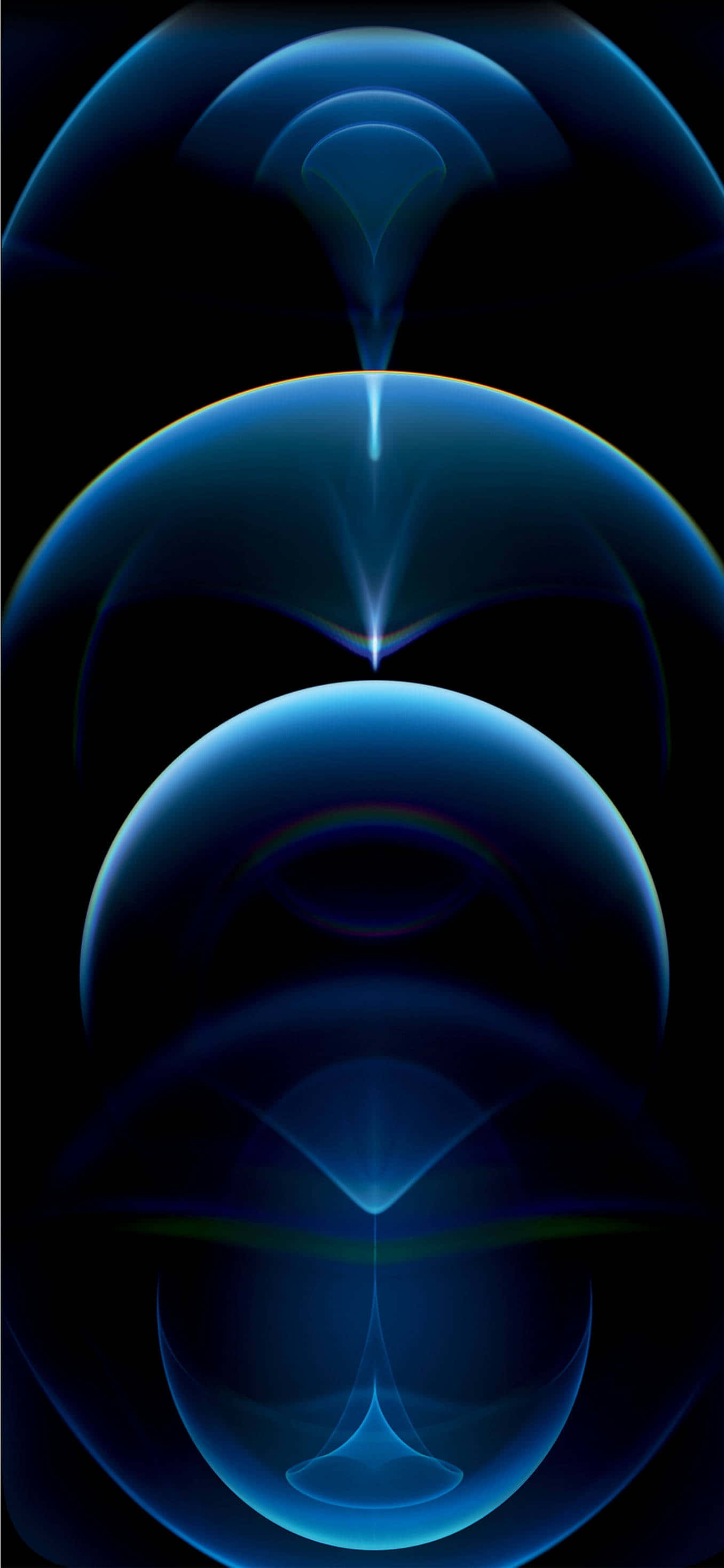 Blue iPhone XR, blue glowing orbs, black void, 2K Phone Wallpaper