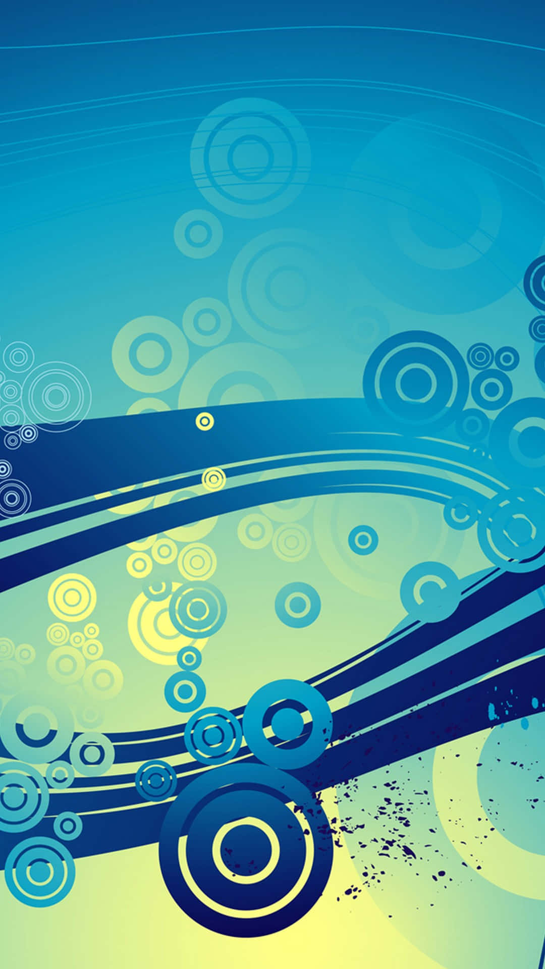 Blue iPhone Xr, swirling blue and yellow gradients, layered concentric circles, Full HD Phone Wallpaper