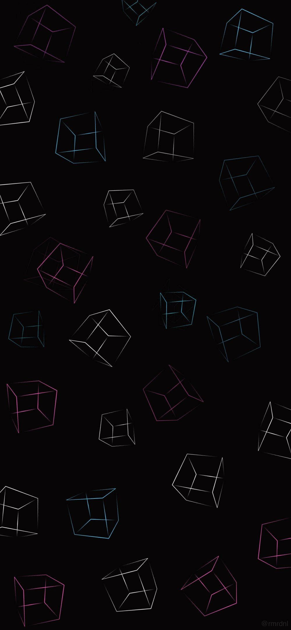 iPhone XR, black, minimal cube pattern, Full HD Phone Wallpaper