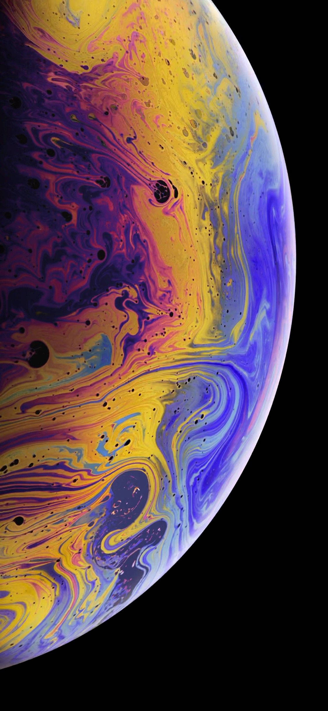 iPhone Xs Planet, cosmic sphere, vibrant yellow purple and blue hues, Full HD Phone Wallpaper