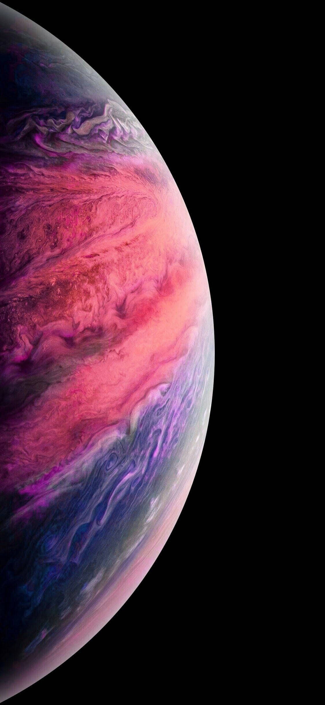 iPhone XS Planet, pink purple and blue clouds, black void, Full HD Phone Wallpaper