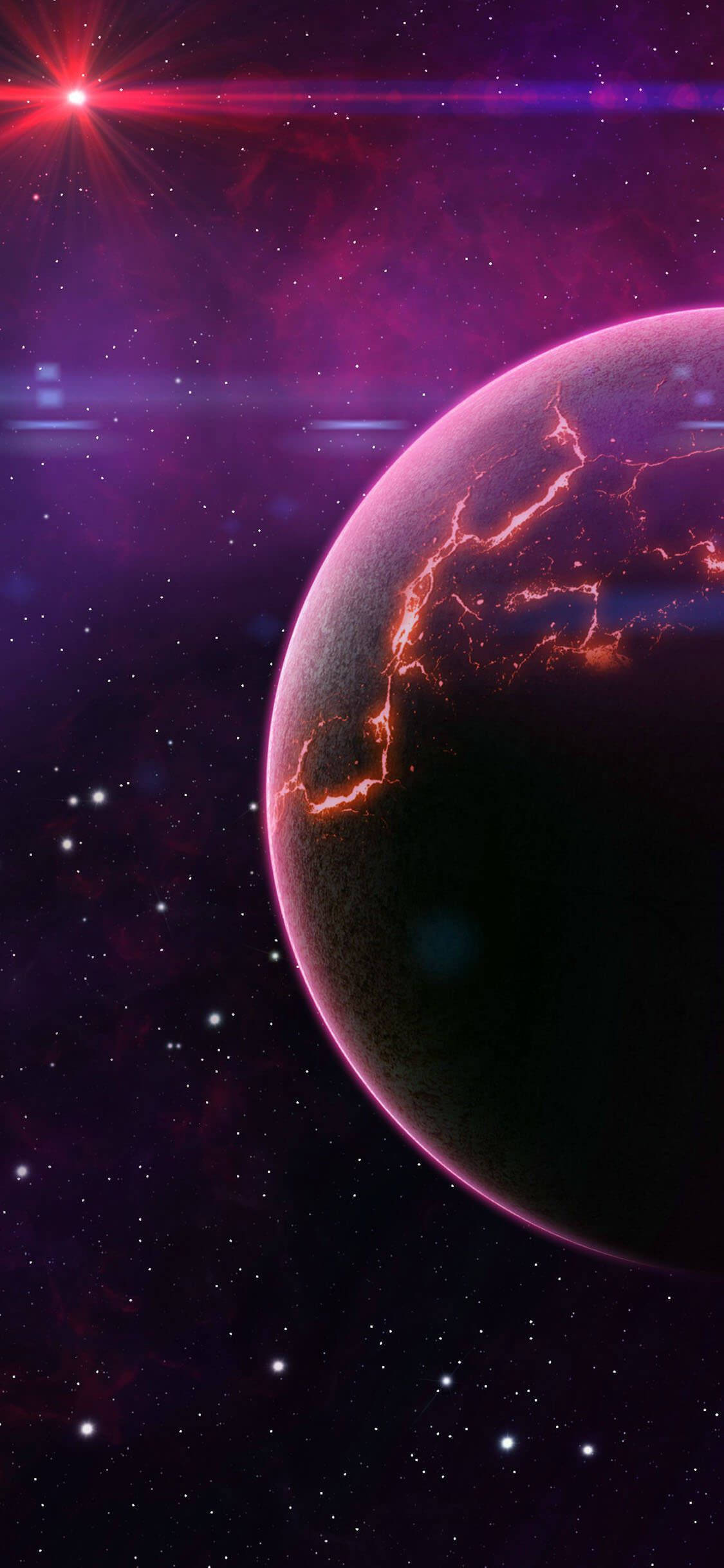 iPhone Xs, planet, glowing purple, Full HD Phone Wallpaper