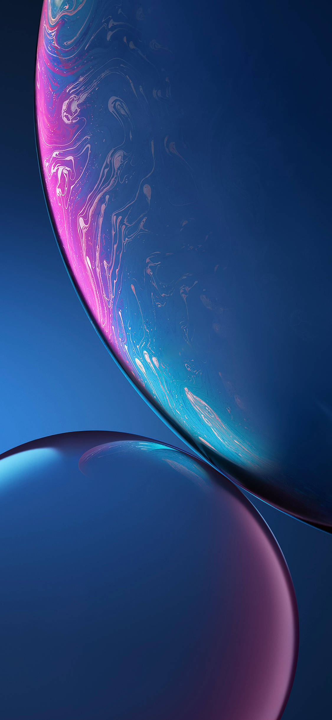 iPhone Xs, pink and blue liquid patterns, glossy spheres, Full HD Phone Wallpaper