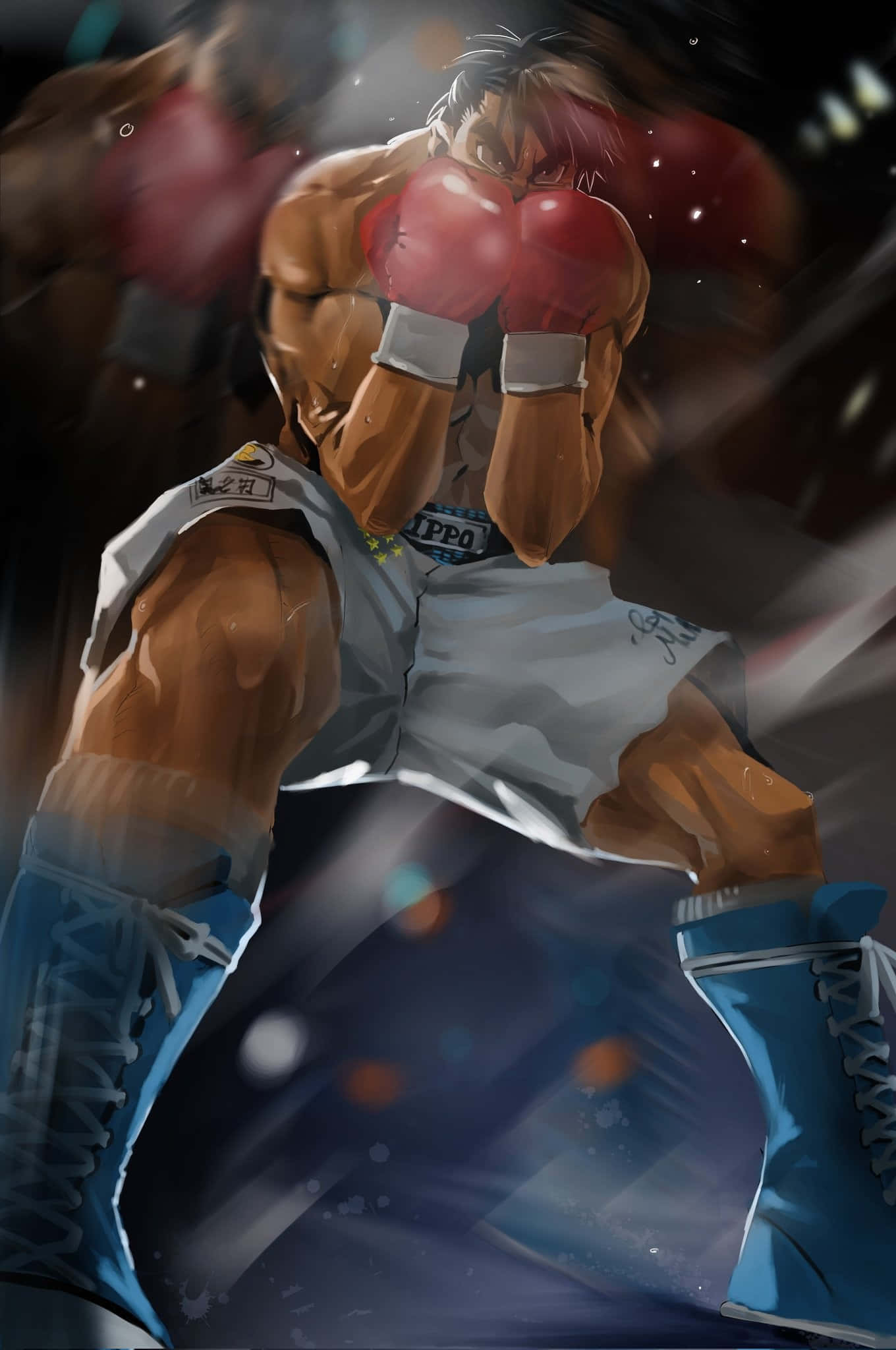 Ippo Makunouchi, red gloves, blue boots, Full HD Phone Wallpaper