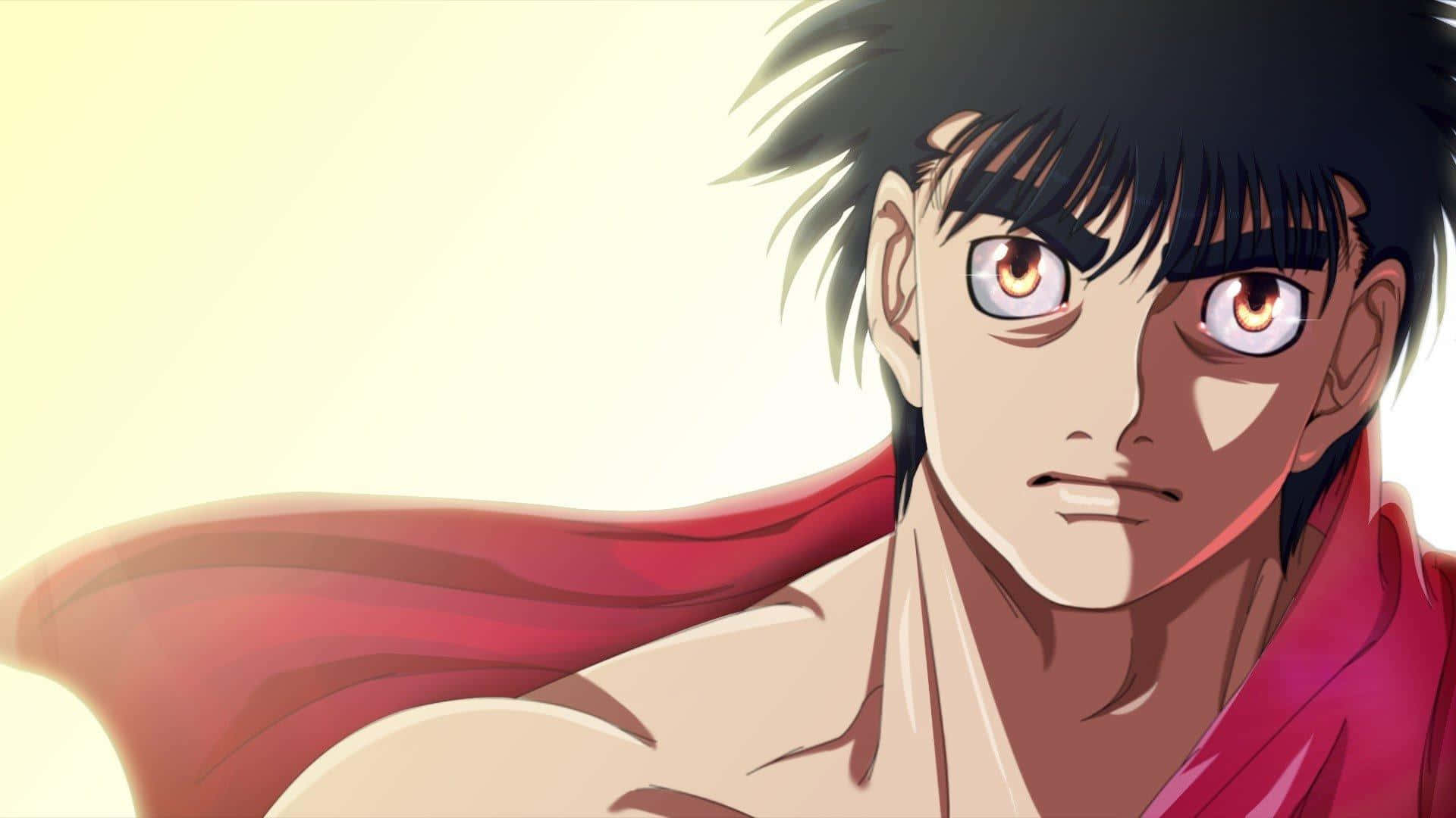 Ippo Makunouchi, spiky black hair, glowing amber eyes, Full HD Desktop Wallpaper