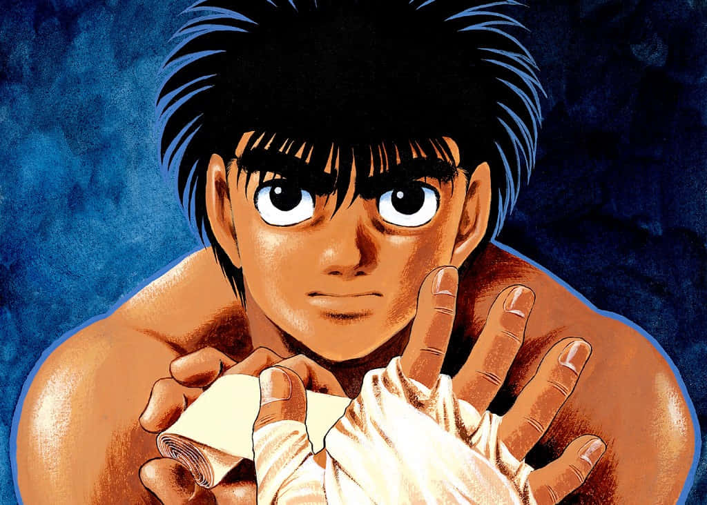 Ippo Makunouchi, spiky black hair, white tape, SD Desktop Wallpaper