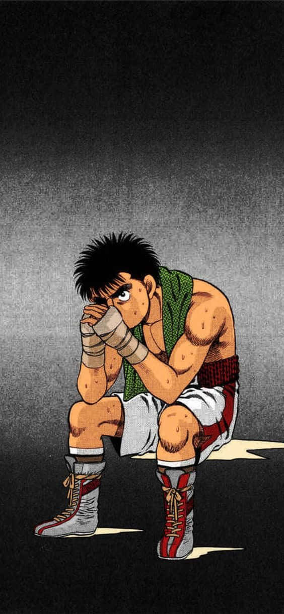 Ippo Makunouchi, red and white gear, dark floor, SD Phone Wallpaper