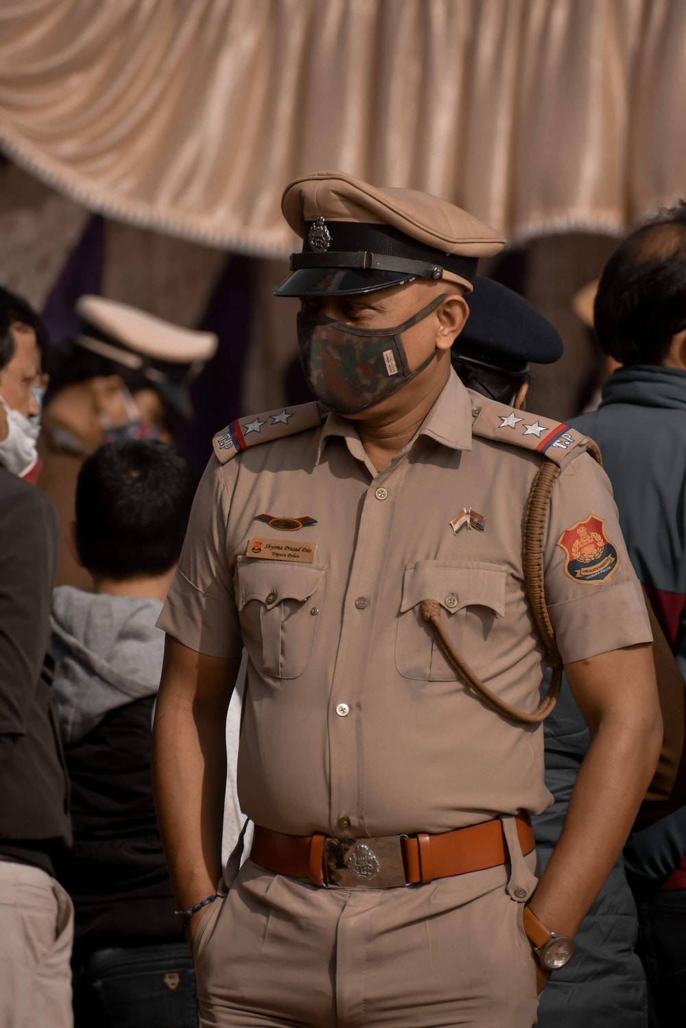 IPS Officer, khaki uniform, face mask, HD Phone Wallpaper