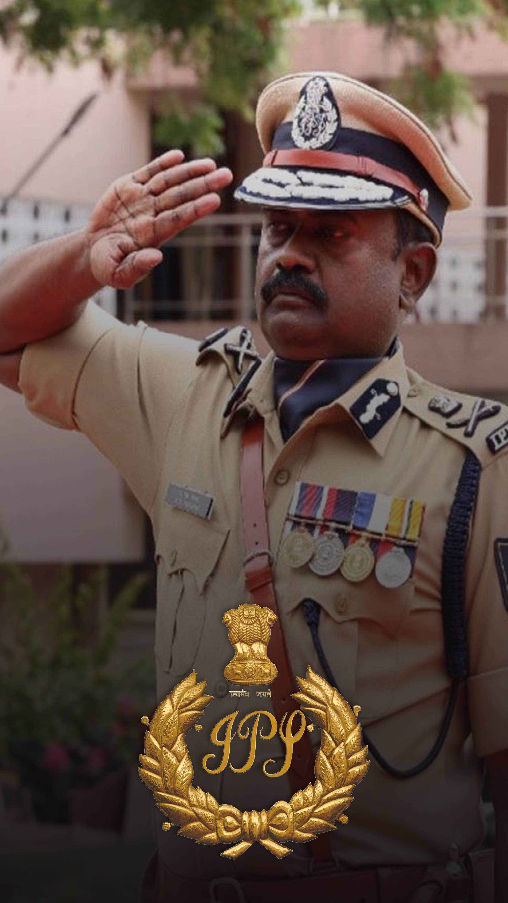 IPS Officer, khaki uniform, decorated chest, 4K Phone Wallpaper